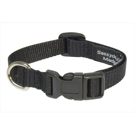 SASSY DOG WEAR Sassy Dog Wear SOLID BLACK XS-C Nylon Webbing Dog Collar; Black - Extra Small SOLID BLACK XS-C